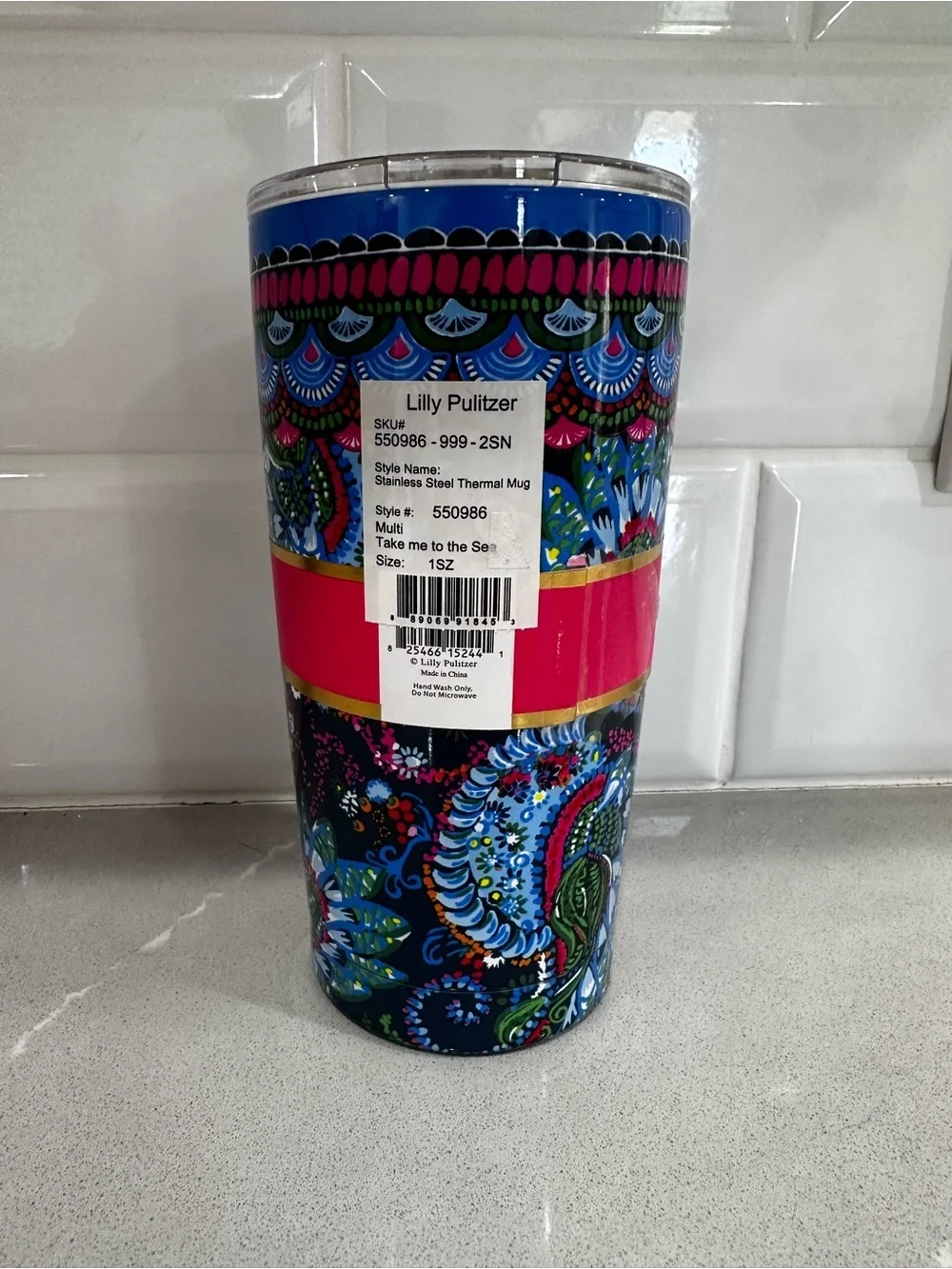 Lilly Pulitzer Multi Blue Pink Floral Stainless Steel Tumbler